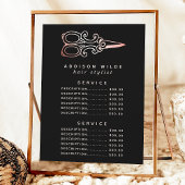 Menu Tarif de service de salon de ciseaux en or rose vi