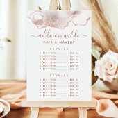 Menu Tarif de service en marbre blanc agate or rose chi