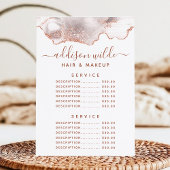 Menu Tarif de service en marbre blanc agate or rose chi