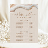 Menu Tarif de service en marbre d'agate pailleté or élé