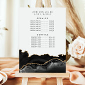 Menu Tarif de service Marbre Noir et Or Agate