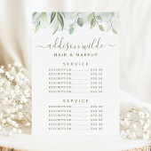 Menu Tarif du service de verdure aquarelle rustique