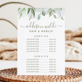 Menu Tarif du service de verdure aquarelle rustique