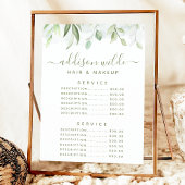 Menu Tarif du service de verdure aquarelle rustique