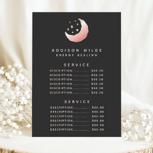 Menu Tarif du service du croissant de lune en or rose c