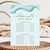 Menu Tarif du service en agate de marbre bleu avec pail