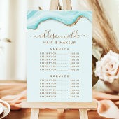 Menu Tarif du service en agate de marbre bleu avec pail