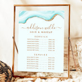 Menu Tarif du service en agate de marbre bleu avec pail