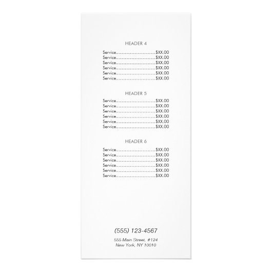 Menu Tarifs Séquence Turquoise et Argent (Dos)