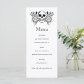 Menu tatouage au crâne floral noir et blanc (Debout devant)