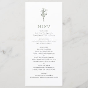 Menu Taupe vert minimaliste Mariage de bouquet floral