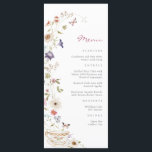 Menu Tea Party fleur sauvage<br><div class="desc">Laissez votre journée spéciale fleurir avec menu Baby shower Fleur sauvage! Ce magnifique design présente de superbes flûtes d'aquarelle peintes à la main dans des teintes de violet profond, de bleu poussiéreux et de rose roux avec de la végétation sauge. Que vous soyez l'hôte d'une fête dans le jardin ou...</div>
