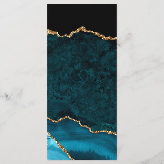 Menu Teal Blue and Gold Agate Marble Wedding (Dos)
