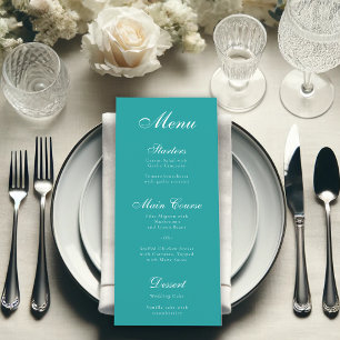 Menu Teal Simple Élégant Écriture Calligraphique Bleue
