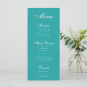 Menu Teal Simple Élégant Écriture Calligraphique Bleue (Debout devant)