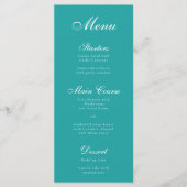 Menu Teal Simple Élégant Écriture Calligraphique Bleue (Devant)
