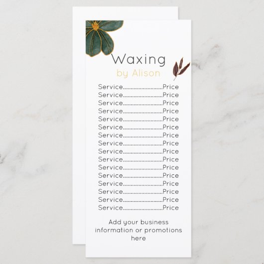 Menu Technicien de cirage/esthéticien marron doré turqu (Devant / Derrière)