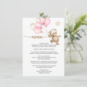 Menu Teddy Bear Baby Baby shower (Staand voorkant)