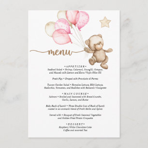 Menu Teddy Bear Baby Baby shower