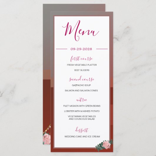 Menu Teepee Boho du désert Monogramme rose floral rusti (Devant / Derrière)