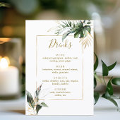 Menu Teken van de Tropische Foliage Gold Wedding B Poster