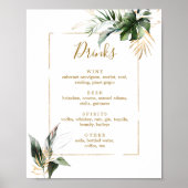 Menu Teken van de Tropische Foliage Gold Wedding B Poster (Voorkant)