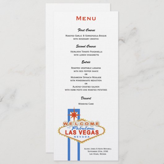 Menu Teken Weddenschap Las Vegas (Voorkant / Achterkant)