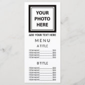 Menu Télécharger une photo et ajouter du texte - Simple (Devant)