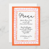 Menu Tendance Orange et Rose Squiggle Wavy Border  (Devant / Derrière)
