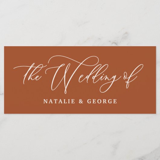 Menu Teracotta script le mariage du signe (Dos)