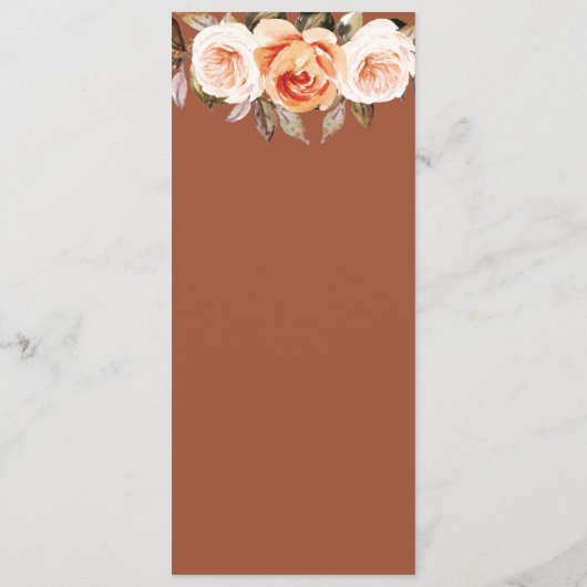 Menu Terracott Boho Fall Floral Mariage (Dos)