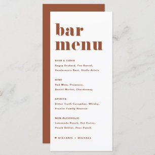 Menu Terracotta Bold Retro Typographie Mariage Bar