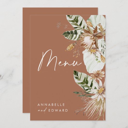 Menu Terracotta botanique moderne élégant feuillage men (Devant / Derrière)