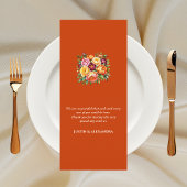 Menu Terracotta Bourgogne Jaune Mariage Floral