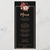 Menu Terracotta Brûlé Orange Noir Dîner Mariage (Devant)