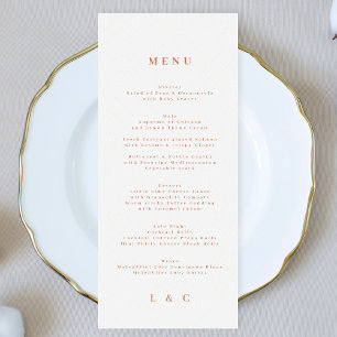 Menu Terracotta du désert mariage blanc