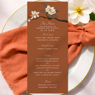 Menu Terracotta Elegant Vintage Magnolia Wedding