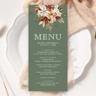 Menu Terracotta Floral Fleur sauvage Sage Green Mariage