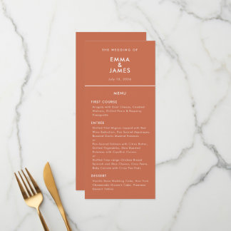 Menu Terracotta Mariage à l'ampersand inversé | Élégant