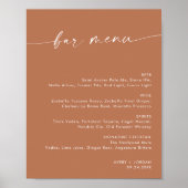 Menu Terracotta Minimalist Wedding Bar, menu Drink Poster (Voorkant)