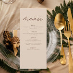 Menu Terracotta minimaliste Boho Élégant Mariage modern<br><div class="desc">Cette élégante carte minimaliste en terre cuite boho mariage est la meilleure façon d'ajouter une touche de sophistication à votre grand jour. Le menu est simple, avec un arrière - plan en terre cuite et une police moderne. Le menu est personnalisable avec votre propre texte et détails, ce qui en...</div>