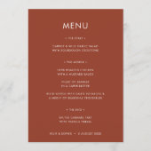 Menu Terracotta moderne | Mariage de rouille orange brû (Devant)