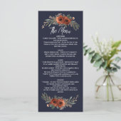 Menu Terracotta Navy Boho Floral (Debout devant)