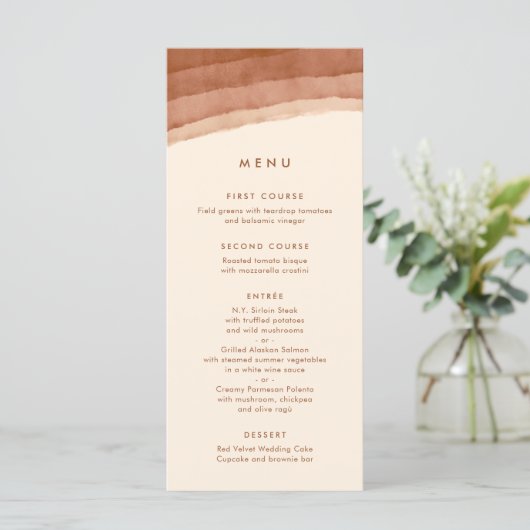 Menu Terracotta Ombre | Mariage Boho minimaliste (Debout devant)