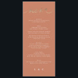 Menu Terracotta Orange Elegant Boho Mariage Or<br><div class="desc">partie d'une collection *pas de papier à papier</div>