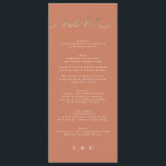 Menu Terracotta Orange Elegant Boho Mariage Or<br><div class="desc">partie d'une collection *pas de papier à papier</div>