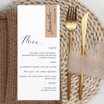 Menu Terracotta Personnalisé avec le nom d'invité Éléga<br><div class="desc">Pourquoi passer à l'endroit cartes et cartes de menu quand vous pouvez avoir un élégant menu tout-en-un élégant personnalisé avec chaque nom d'invité! Contemporain, simple et élégant design avec belle calligraphie manuscrite moderne. Grattez sur le coin supérieur droit dans le ton en terre cuite avec le nom de l'invité en...</div>