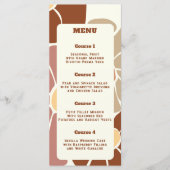 Menu Terracotta Retro Super Boho Chic Floral Mariage (Devant)