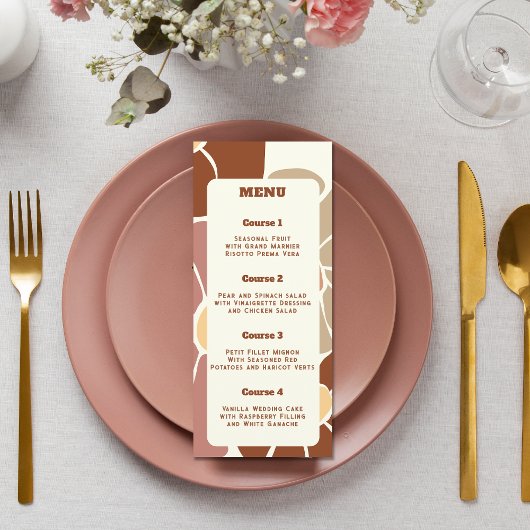Menu Terracotta Retro Super Boho Chic Floral Mariage