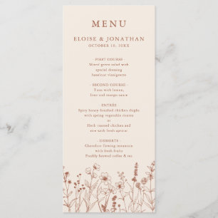 Menu Terracotta Rustic Floral Automne Fleur sauvage Mar
